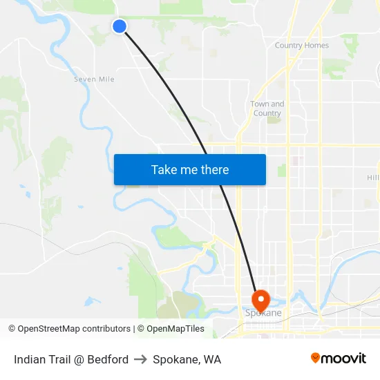 Indian Trail @ Bedford to Spokane, WA map
