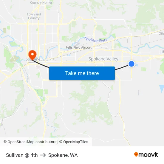 Sullivan @ 4th to Spokane, WA map
