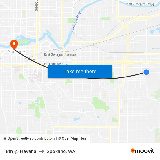 8th @ Havana to Spokane, WA map