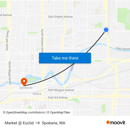 Market @ Euclid to Spokane, WA map