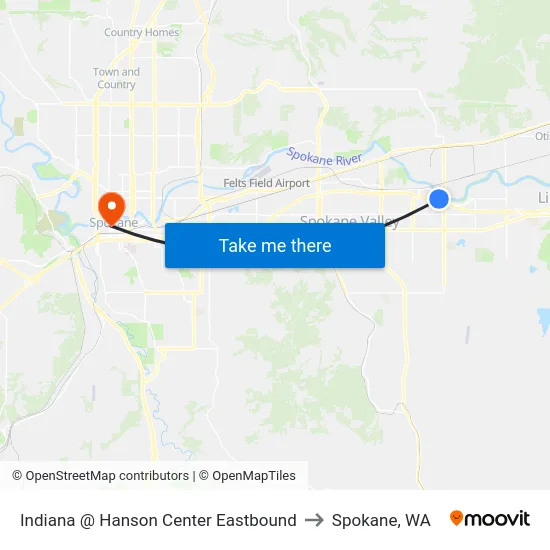 Indiana @ Hanson Center Eastbound to Spokane, WA map