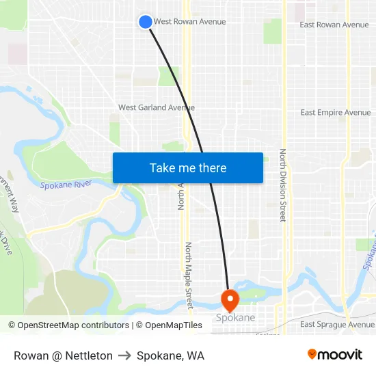 Rowan @ Nettleton to Spokane, WA map