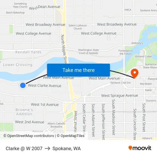 Clarke @ W 2007 to Spokane, WA map