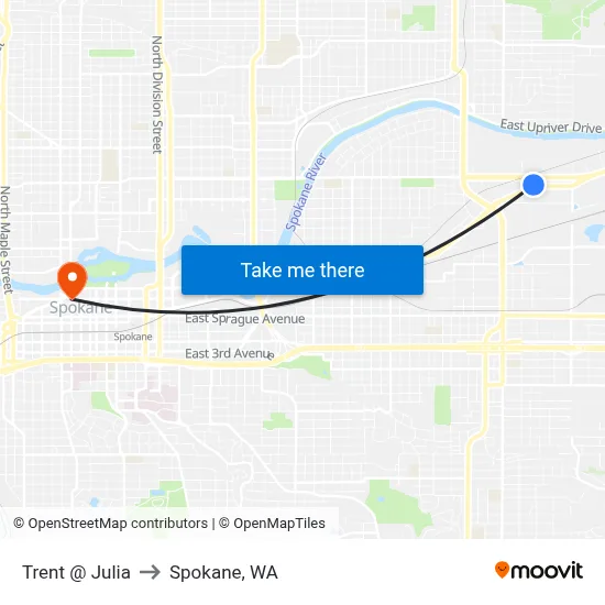 Trent @ Julia to Spokane, WA map