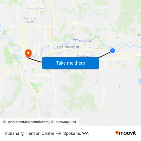Indiana @ Hanson Center to Spokane, WA map