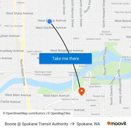 Boone @ Spokane Transit Authority to Spokane, WA map