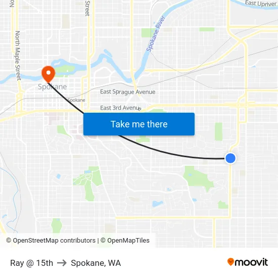 Ray @ 15th to Spokane, WA map
