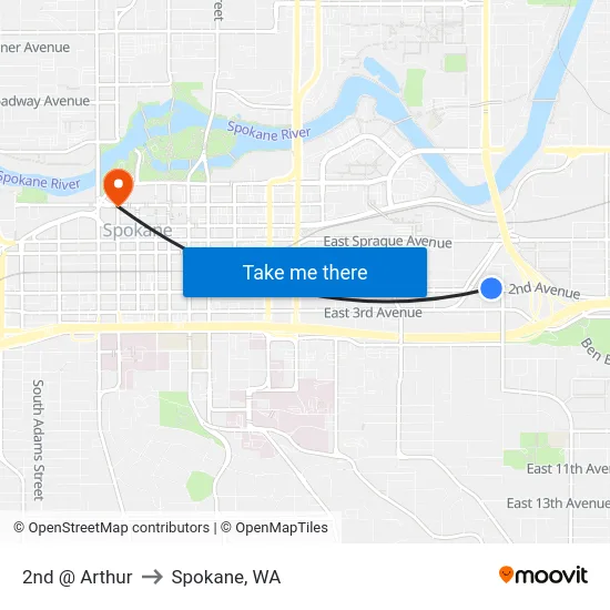 2nd @ Arthur to Spokane, WA map