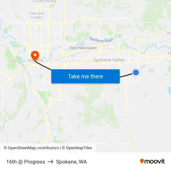 16th @ Progress to Spokane, WA map
