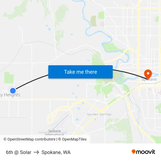 6th @ Solar to Spokane, WA map