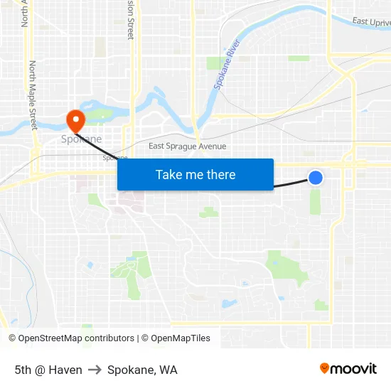 5th @ Haven to Spokane, WA map