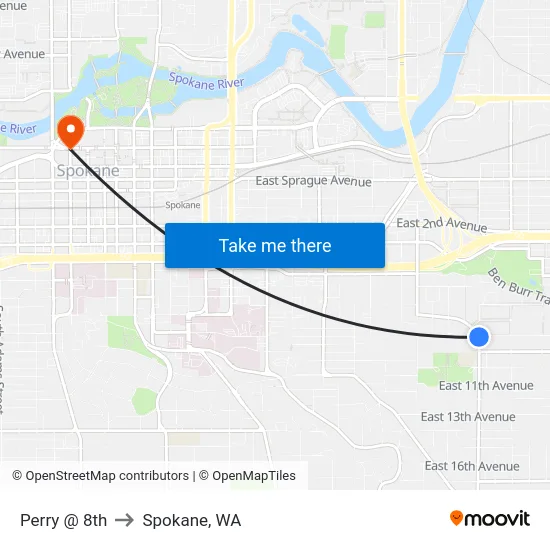 Perry @ 8th to Spokane, WA map