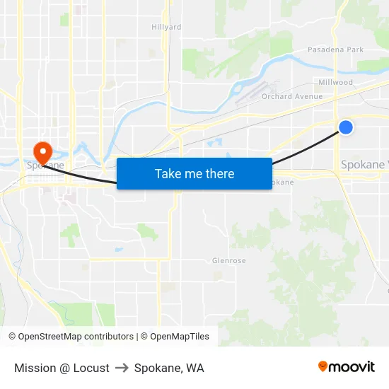 Mission @ Locust to Spokane, WA map