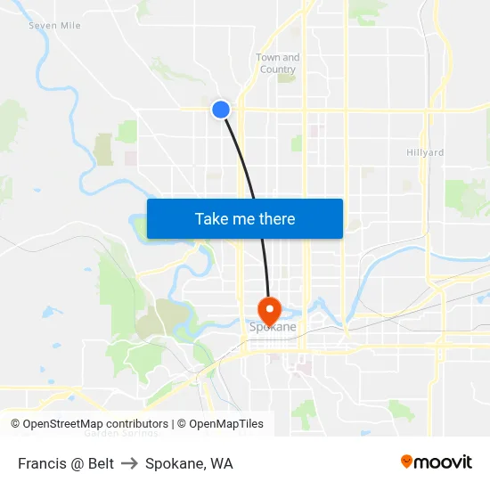 Francis @ Belt to Spokane, WA map