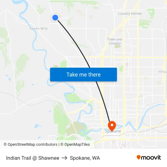 Indian Trail @ Shawnee to Spokane, WA map