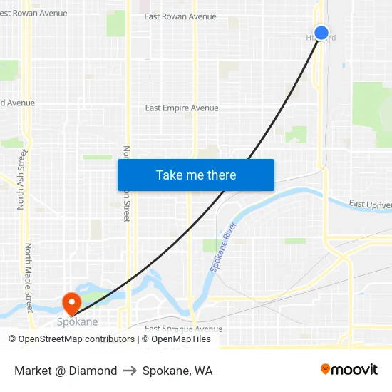 Market @ Diamond to Spokane, WA map