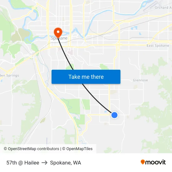57th @ Hailee to Spokane, WA map
