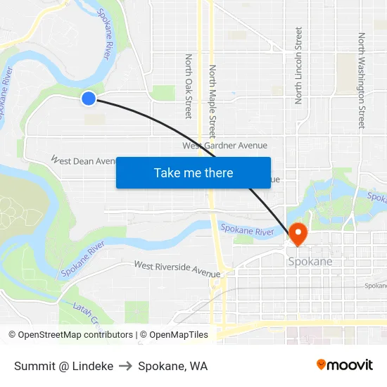 Summit @ Lindeke to Spokane, WA map