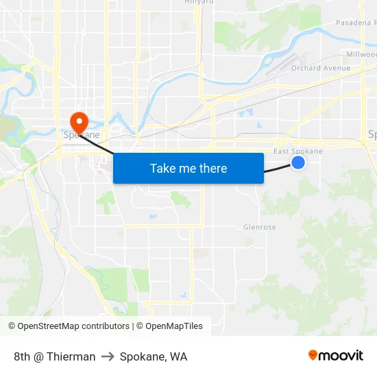 8th @ Thierman to Spokane, WA map