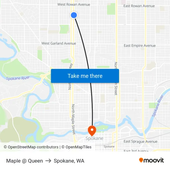 Maple @ Queen to Spokane, WA map
