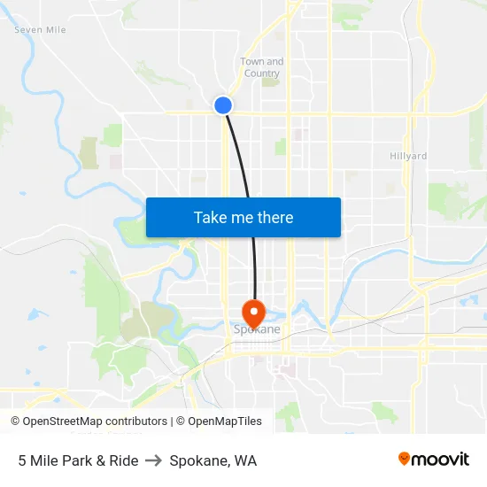 5 Mile Park & Ride to Spokane, WA map