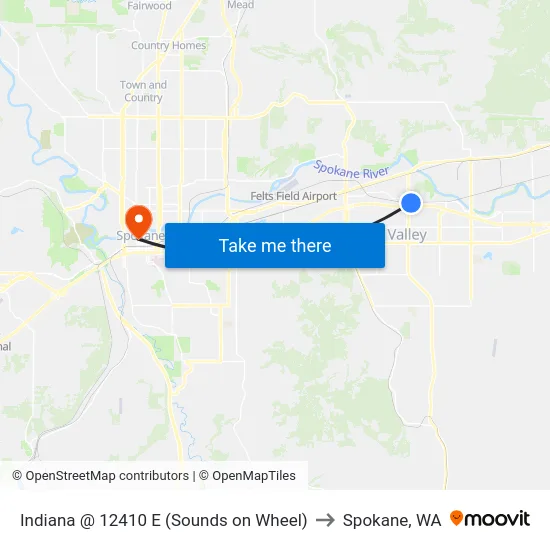 Indiana @ 12410 E (Sounds on Wheel) to Spokane, WA map