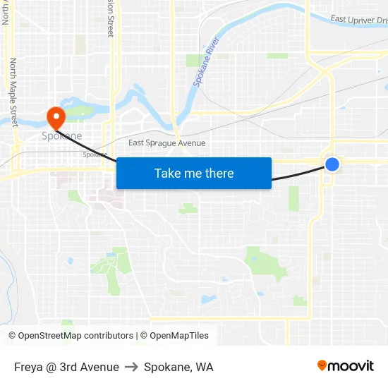 Freya @ 3rd Avenue to Spokane, WA map