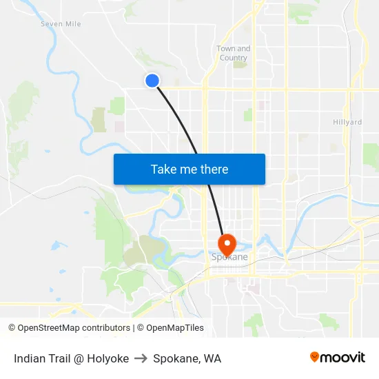 Indian Trail @ Holyoke to Spokane, WA map