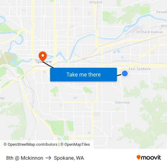 8th @ Mckinnon to Spokane, WA map