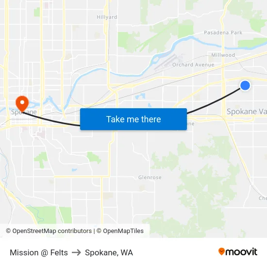 Mission @ Felts to Spokane, WA map