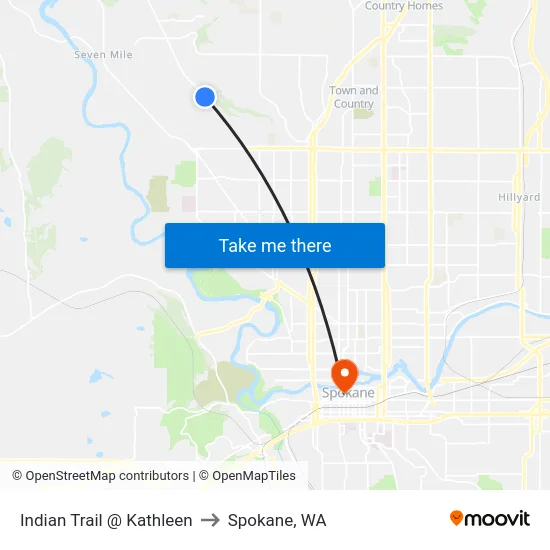 Indian Trail @ Kathleen to Spokane, WA map
