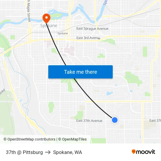 37th @ Pittsburg to Spokane, WA map