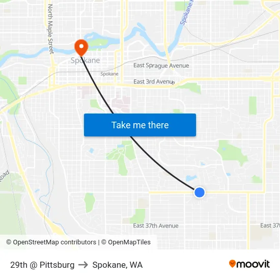 29th @ Pittsburg to Spokane, WA map