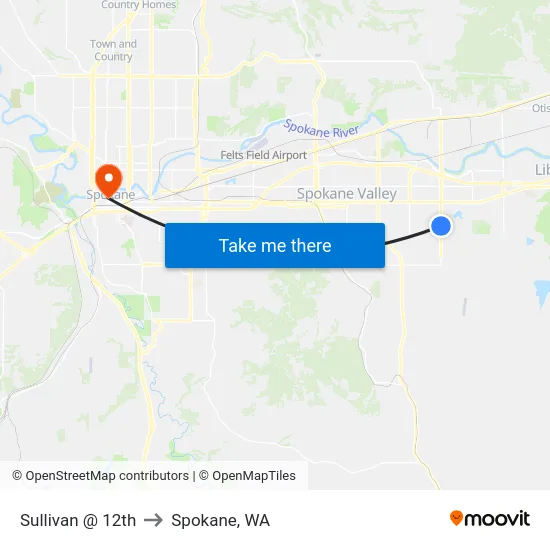 Sullivan @ 12th to Spokane, WA map