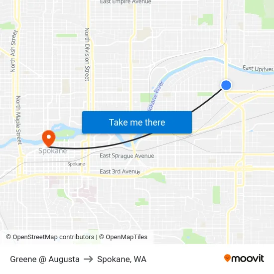 Greene @ Augusta to Spokane, WA map