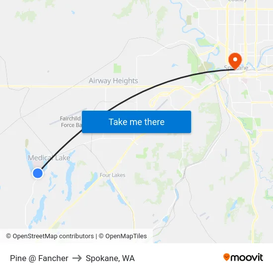 Pine @ Fancher to Spokane, WA map