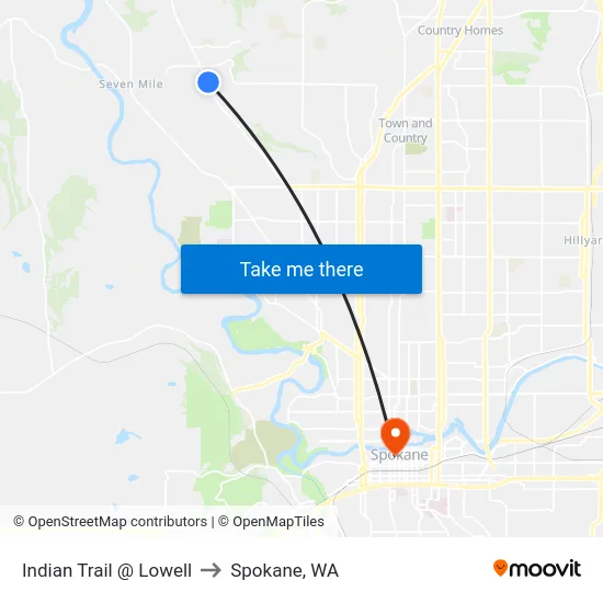 Indian Trail @ Lowell to Spokane, WA map