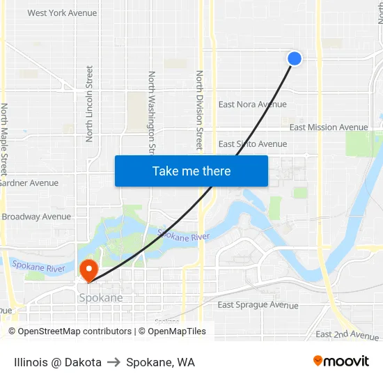 Illinois @ Dakota to Spokane, WA map