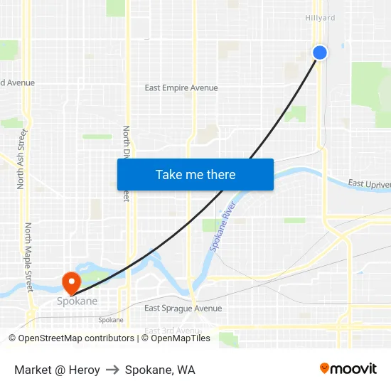 Market @ Heroy to Spokane, WA map
