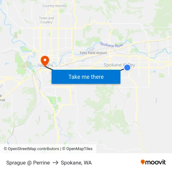 Sprague @ Perrine to Spokane, WA map
