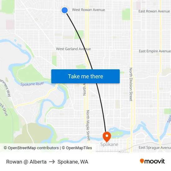 Rowan @ Alberta to Spokane, WA map