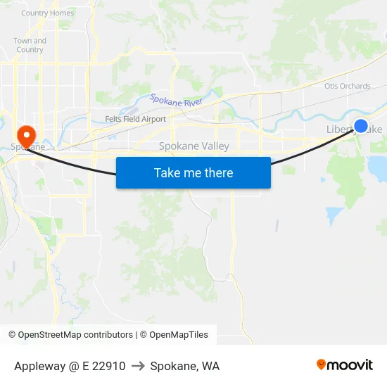 Appleway @ E 22910 to Spokane, WA map