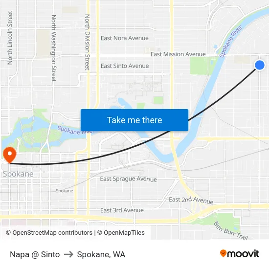 Napa @ Sinto to Spokane, WA map