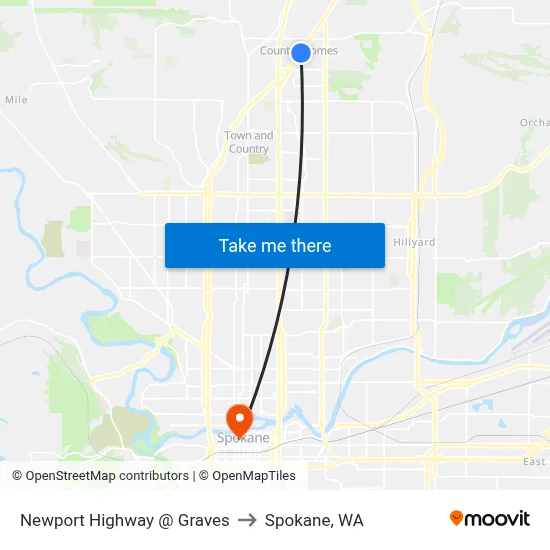 Newport Highway @ Graves to Spokane, WA map