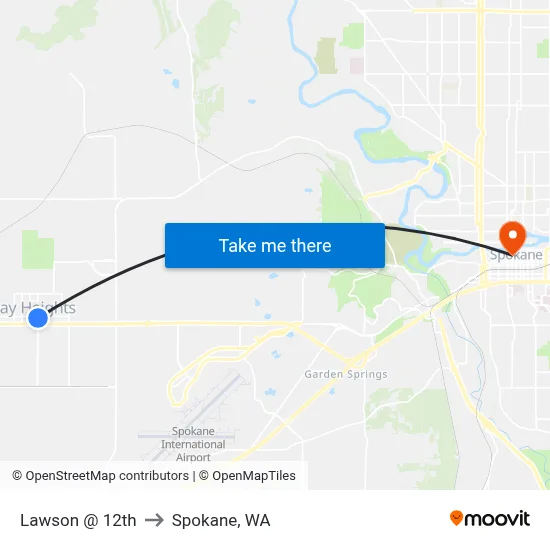 Lawson @ 12th to Spokane, WA map