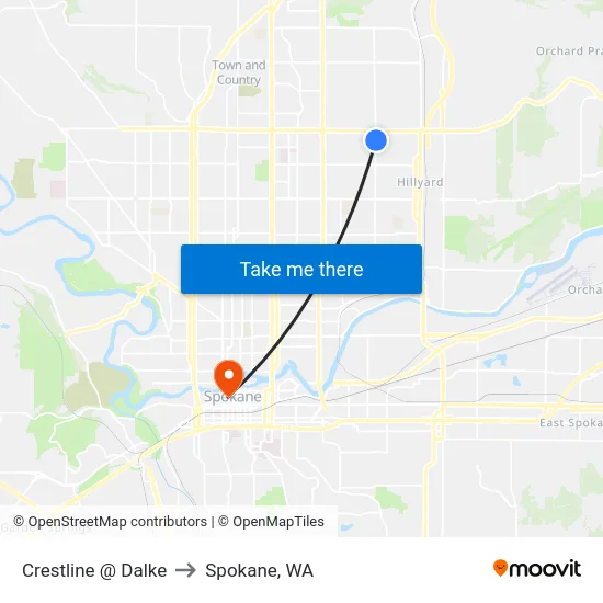Crestline @ Dalke to Spokane, WA map