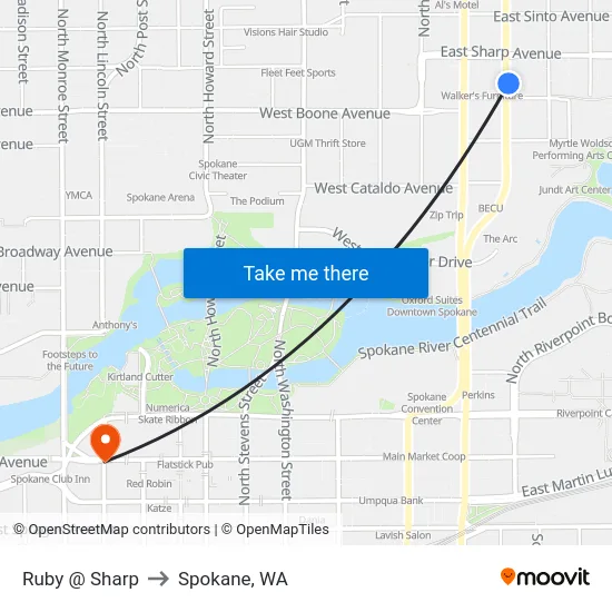 Ruby @ Sharp to Spokane, WA map