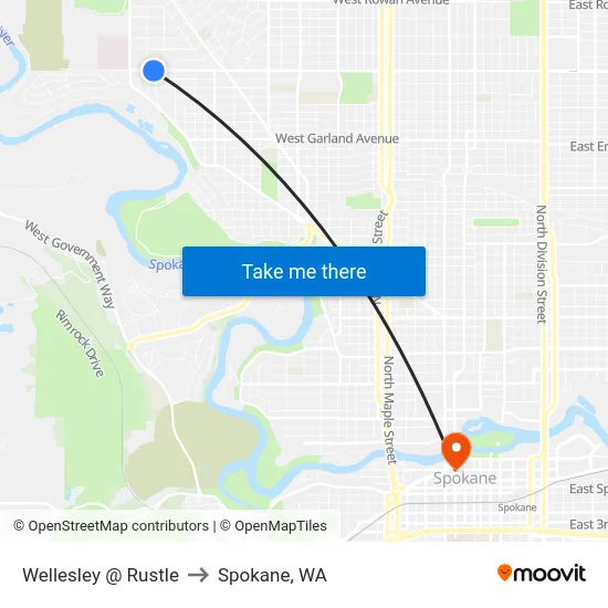 Wellesley @ Rustle to Spokane, WA map