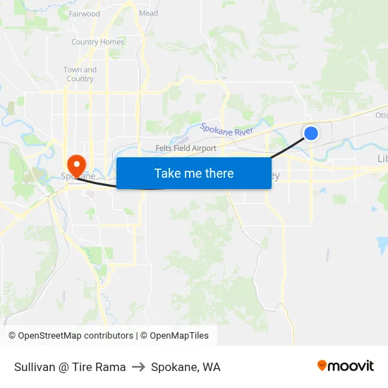 Sullivan @ Tire Rama to Spokane, WA map