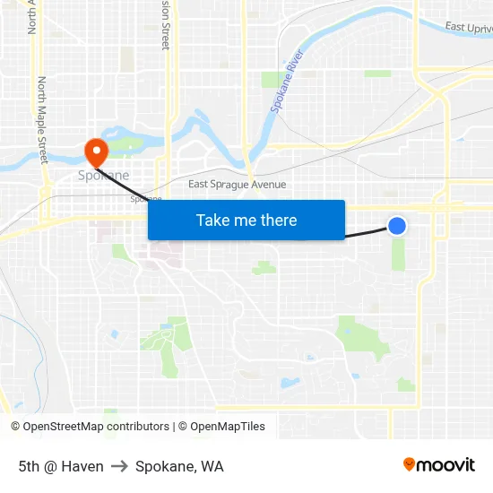 5th @ Haven to Spokane, WA map